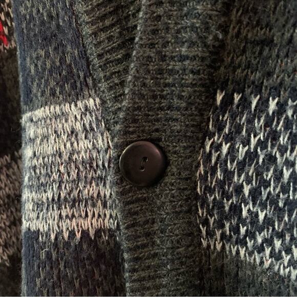 Vintage Plaid Cardigan Large Jacquard Knit VNeck 80s Sasson - Picture 8 of 15
